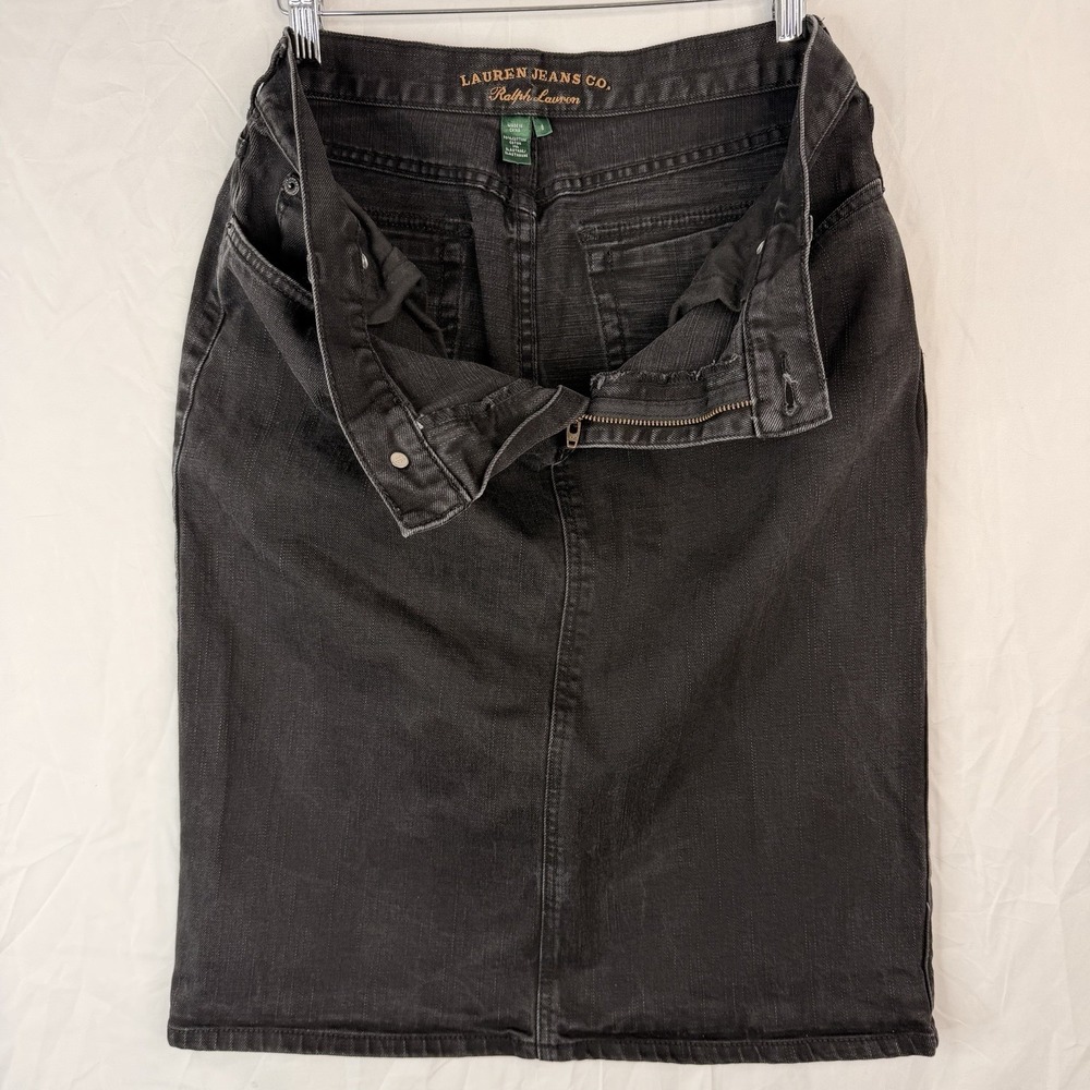 Lauren Jeans Co Ralph Lauren Denim Skirt Women's SZ-8 Black Stretch Cotton - Picture 11 of 15